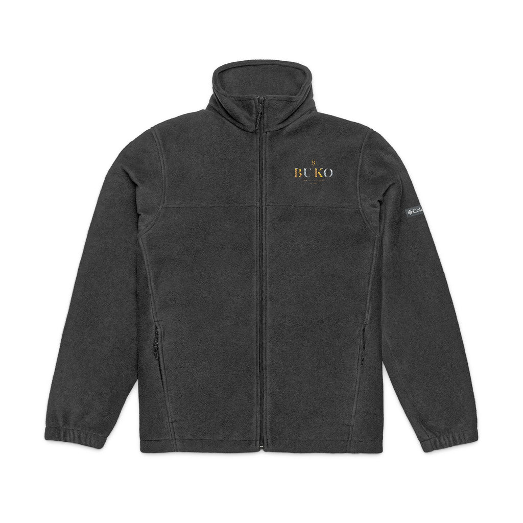 Embroidered Columbia Fleece Jacket — Classic Charcoal Zip-Up