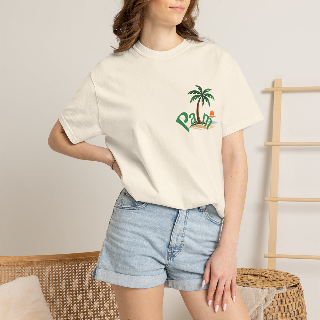 Palm Tree Sunset T-shirt | Tropical Beach Graphic