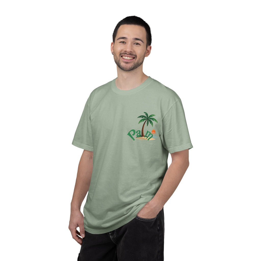 Palm Tree Sunset T-shirt | Tropical Beach Graphic