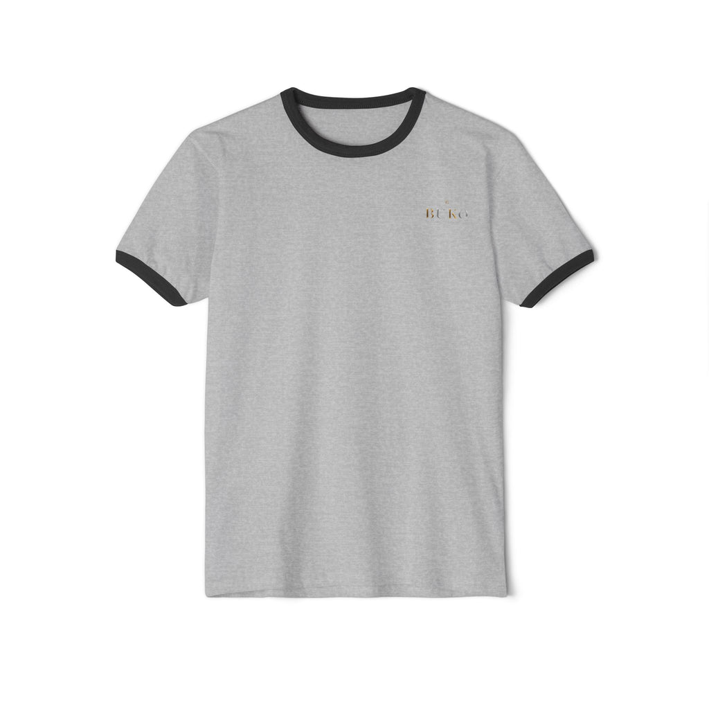 Retro Ringer T-Shirt — Minimal 'Hi, Bye' Pocket Graphic