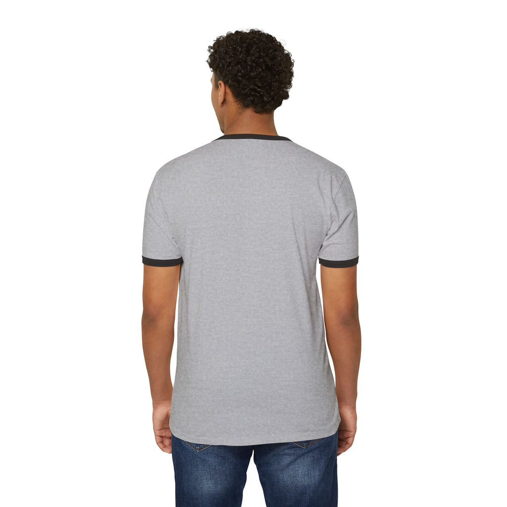 Retro Ringer T-Shirt — Minimal 'Hi, Bye' Pocket Graphic