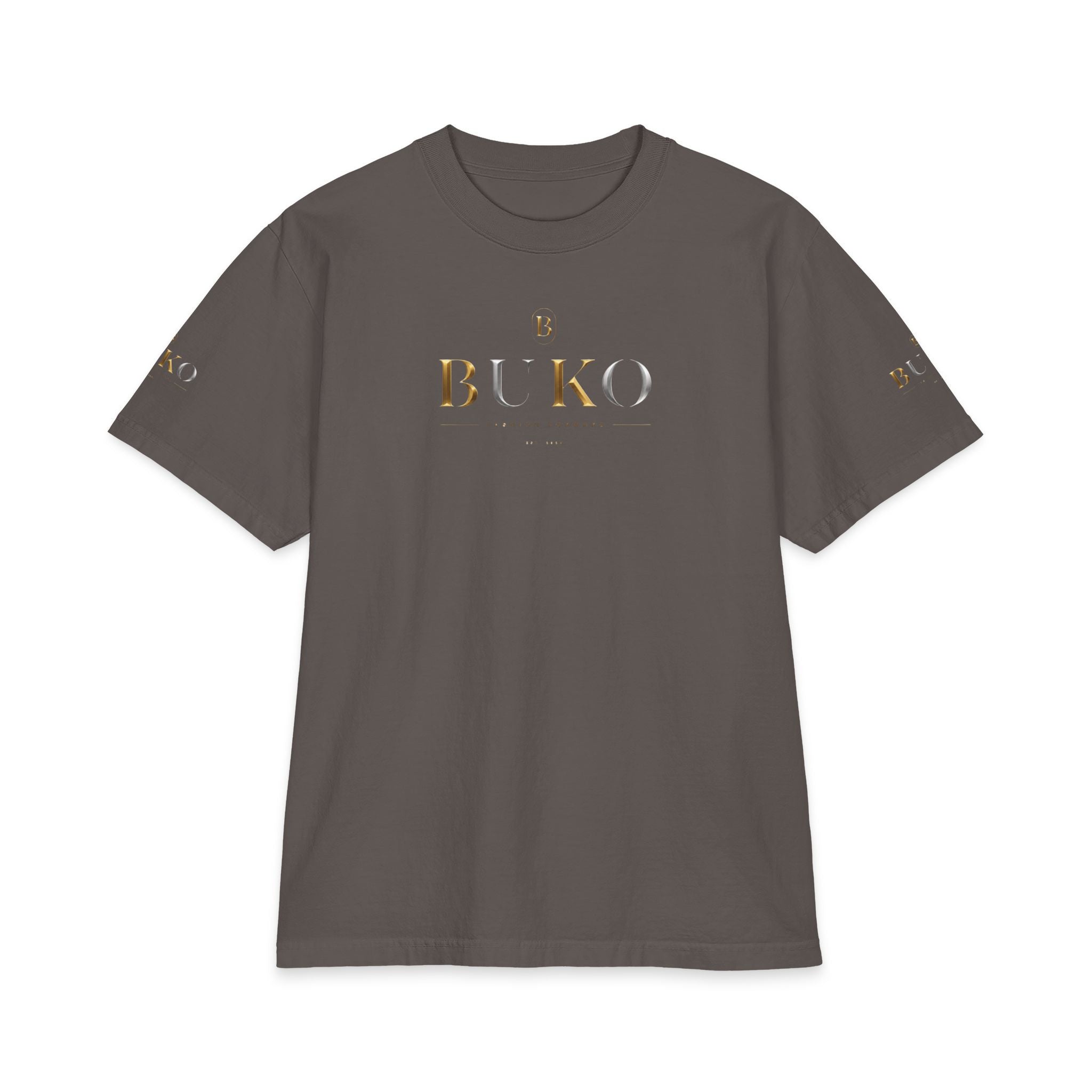BUKO Gold Logo T‑Shirt — Minimalist Branded White Tee
