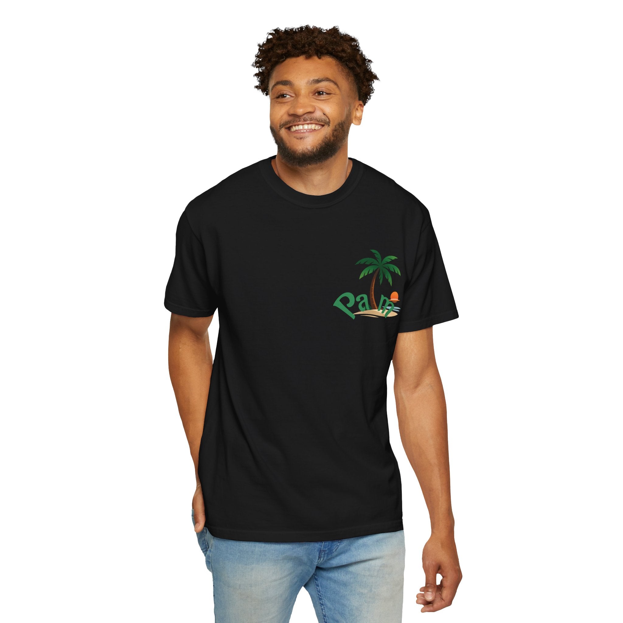 Palm Tree Sunset T-shirt | Tropical Beach Graphic