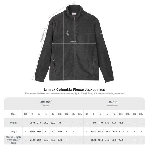 Embroidered Columbia Fleece Jacket — Classic Charcoal Zip-Up