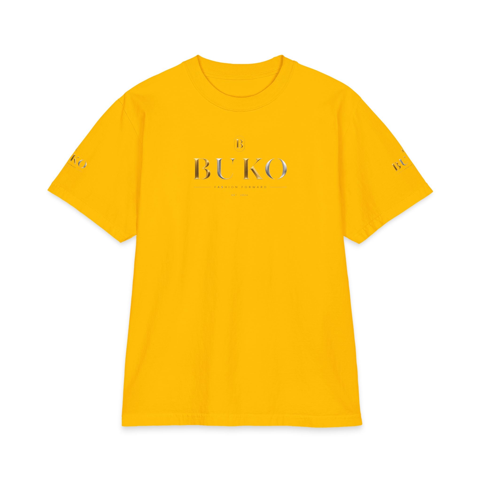 BUKO Gold Logo T‑Shirt — Minimalist Branded White Tee