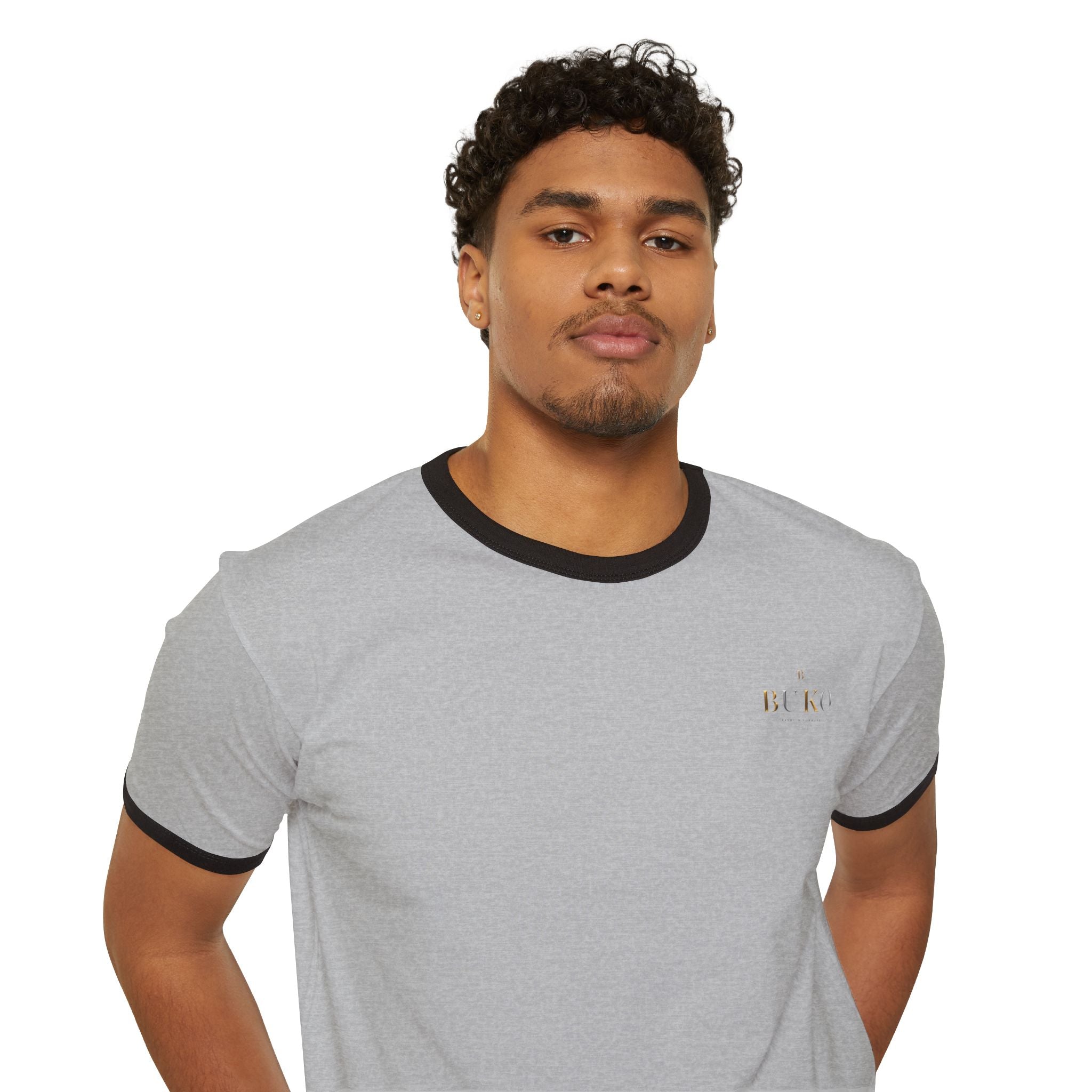 Retro Ringer T-Shirt — Minimal 'Hi, Bye' Pocket Graphic