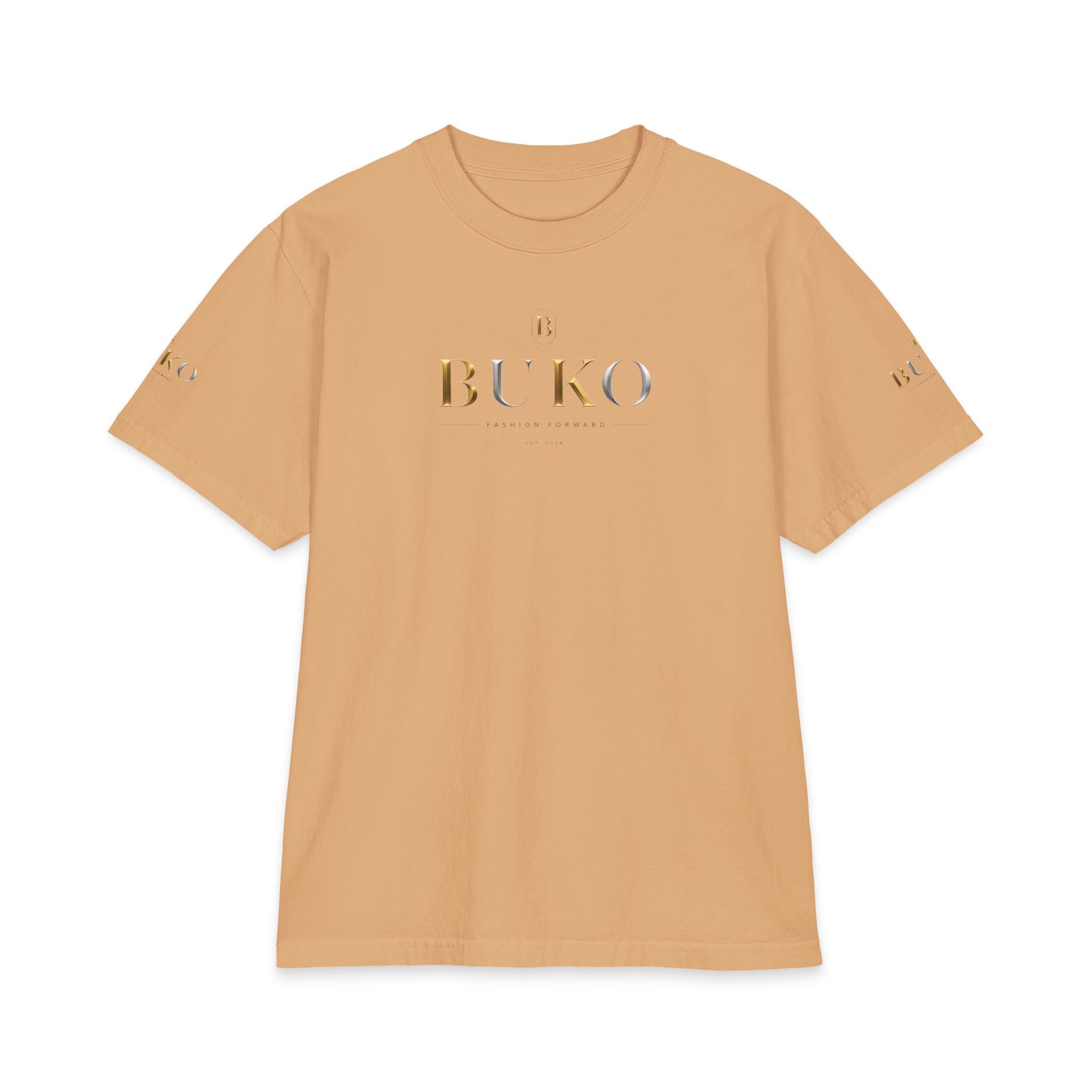 BUKO Gold Logo T‑Shirt — Minimalist Branded White Tee