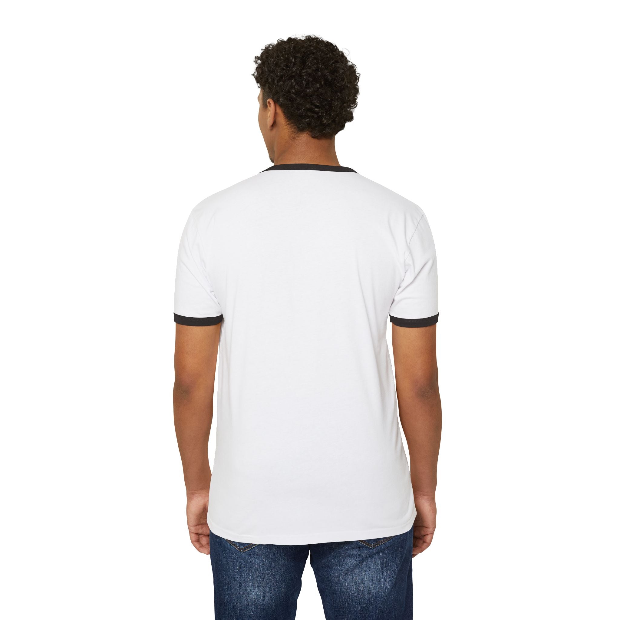 Retro Ringer T-Shirt — Minimal 'Hi, Bye' Pocket Graphic