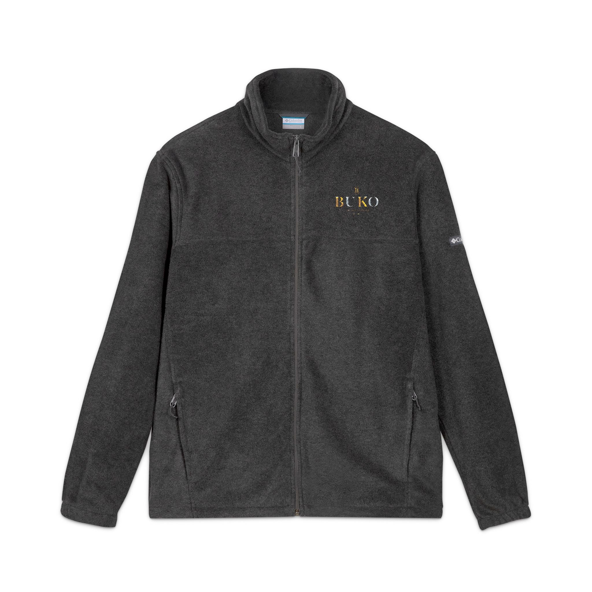 Embroidered Columbia Fleece Jacket — Classic Charcoal Zip-Up