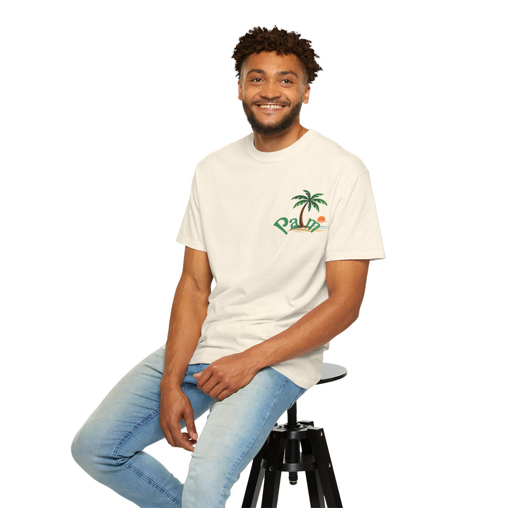 Palm Tree Sunset T-shirt | Tropical Beach Graphic