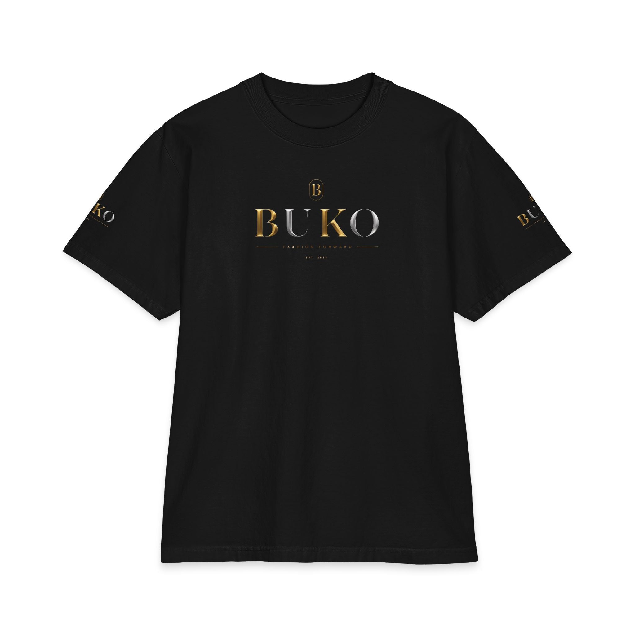 BUKO Gold Logo T‑Shirt — Minimalist Branded White Tee