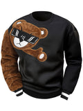[Cross-Border Exclusive] Teddy Bear Embroidered Round Neck Sweatshirt for Men, European and American Hot Style.