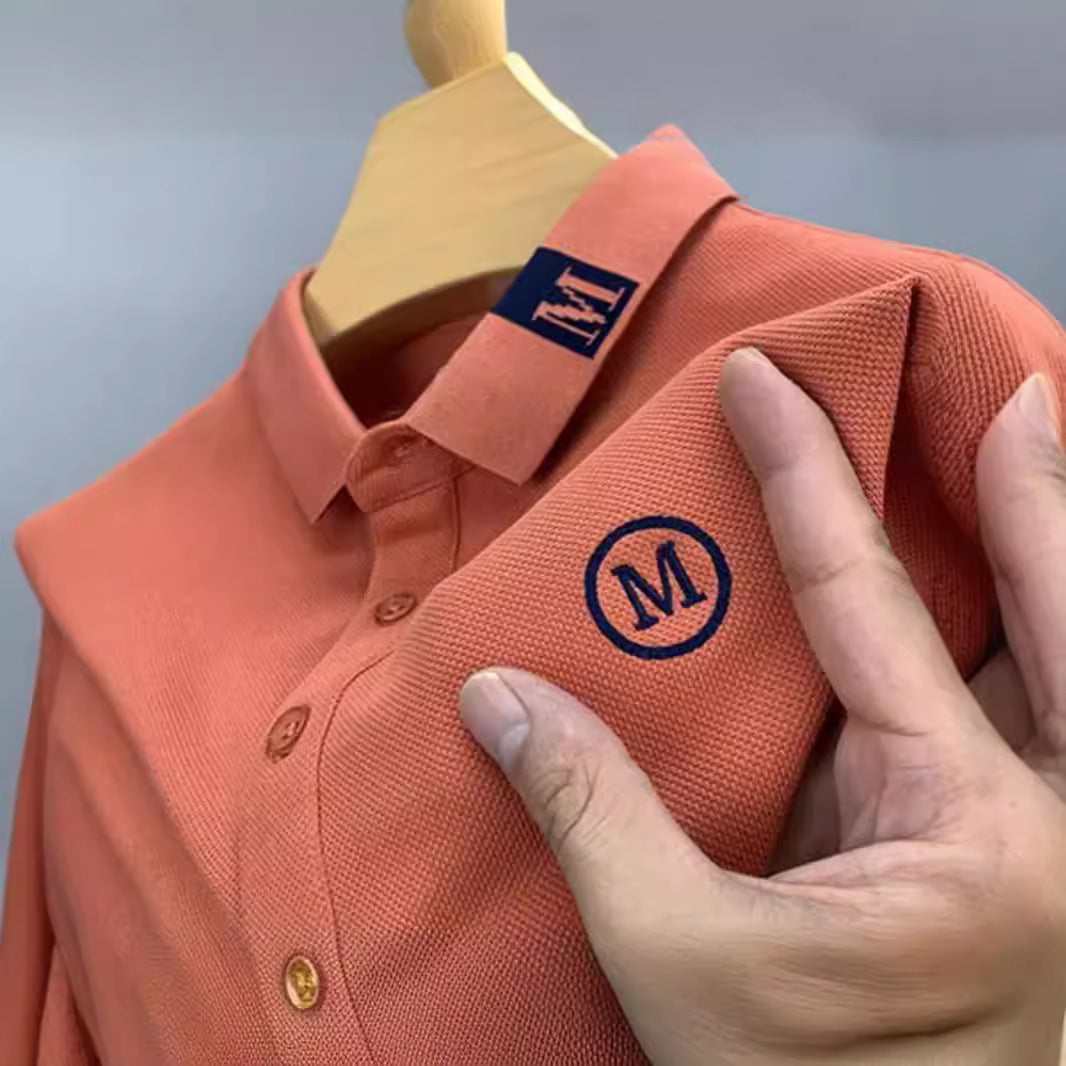 M Embroidered Cotton POLO Shirt Summer Men's Short-sleeved T-shirt Lapel High-end Foreign trade original order Men's Half-sleeved T-shirt Top