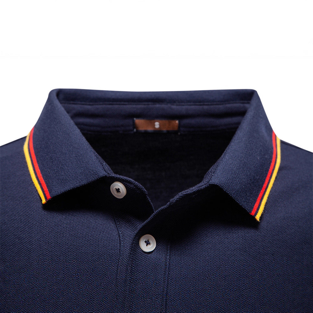 T-Shirt Lapel Long-Sleeved Polo Men's Tops Autum 2025 Versatile Polo Shirts Men's New Pure Color Cotton
