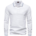 T-Shirt Lapel Long-Sleeved Polo Men's Tops Autum 2025 Versatile Polo Shirts Men's New Pure Color Cotton