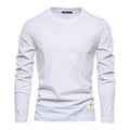 Pure Cotton Tops Trendy Wholesale Men's Long-Sleeved T-Shirts Bottoming Shirts Casual Sports New Round Neck Pure Color Outer Wear